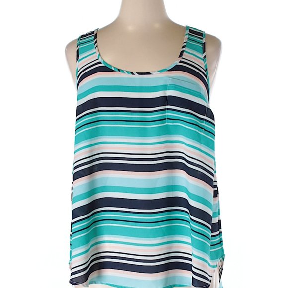 TORRID Striped Georgette Pocket Tank Top EUC sz 1 - Picture 4 of 6